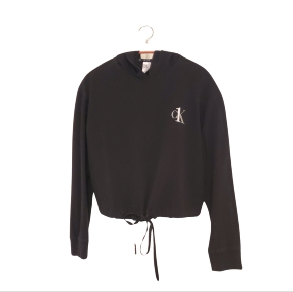 Calvin Klein Black Cropped Hoodie - Picture 1 of 4